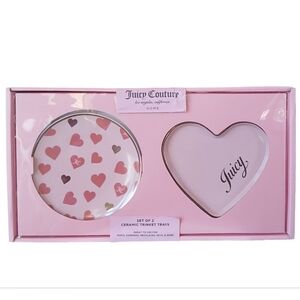 New Juicy Couture Pink Heart And Circle Trinket Jewelry Tray 2 Piece Set